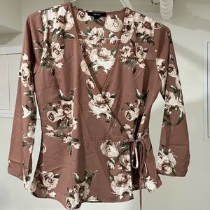 Forever 21 Floral Pink Wrap Top